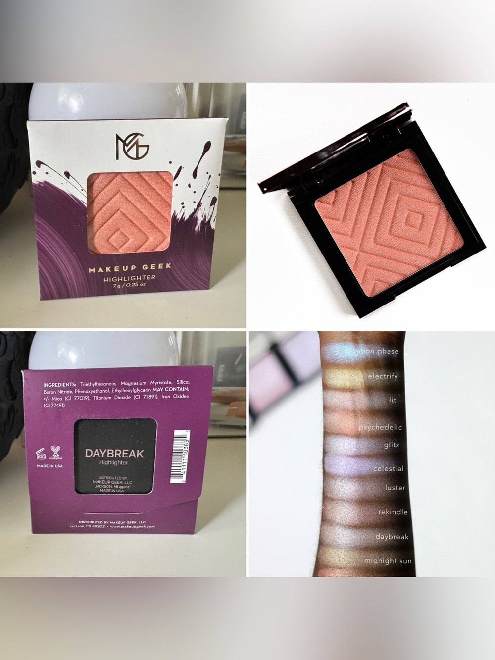 3/$15 Makeup Geek Highlighter Single Pan Daybreak Cruelty Free & Vegan